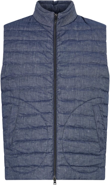 Herno Blue quilted gilet with modern design