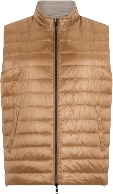 Herno Padded gilet in beige color with zip and high neck