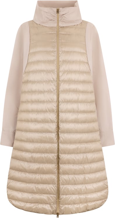 Herno Long beige elegant quilted jacket, modern and versatile design