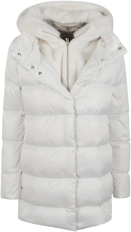 Herno HERNO A-SHAPE IN SATIN WITH FAUX FUR BIB