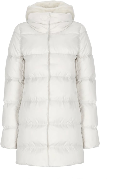 Herno HERNO A-SHAPE IN SATIN WITH FAUX FUR BIB