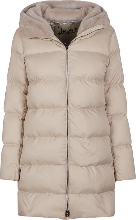 Herno A-shape In Arendelle Faux Fur Down Jacket Nude