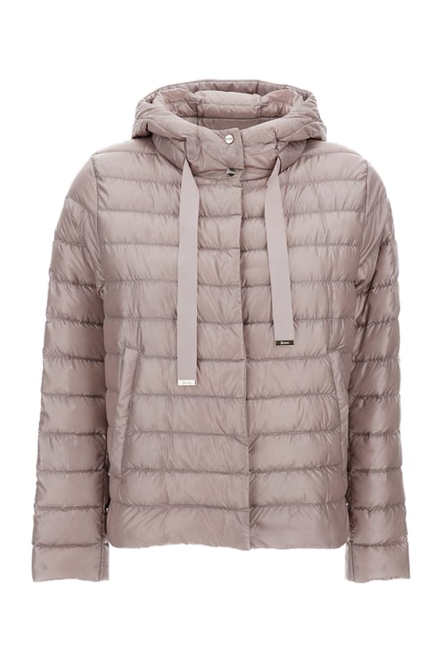 Herno Hooded Down Jacket With Quilted Design And Adjustable Drawstring