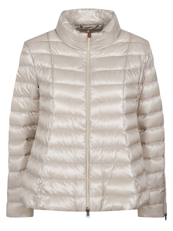 Herno Beige High Collar Nylon Down Jacket