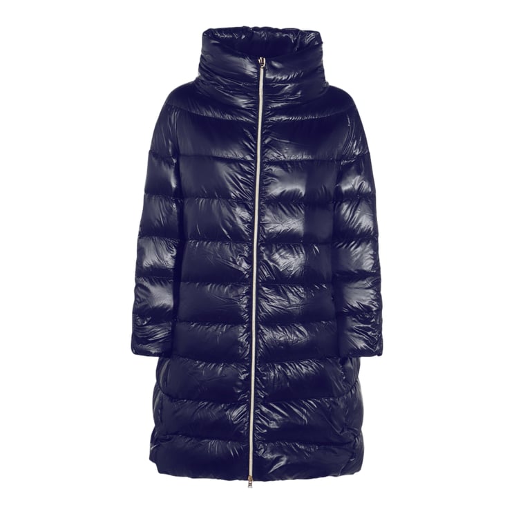 Herno Quilted Puffer Coat With Structured Collar And Glossy Finish