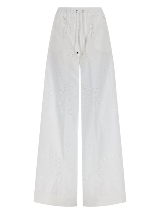 Herno Sangallo Eyelet Embroidery Wide-Leg Pants