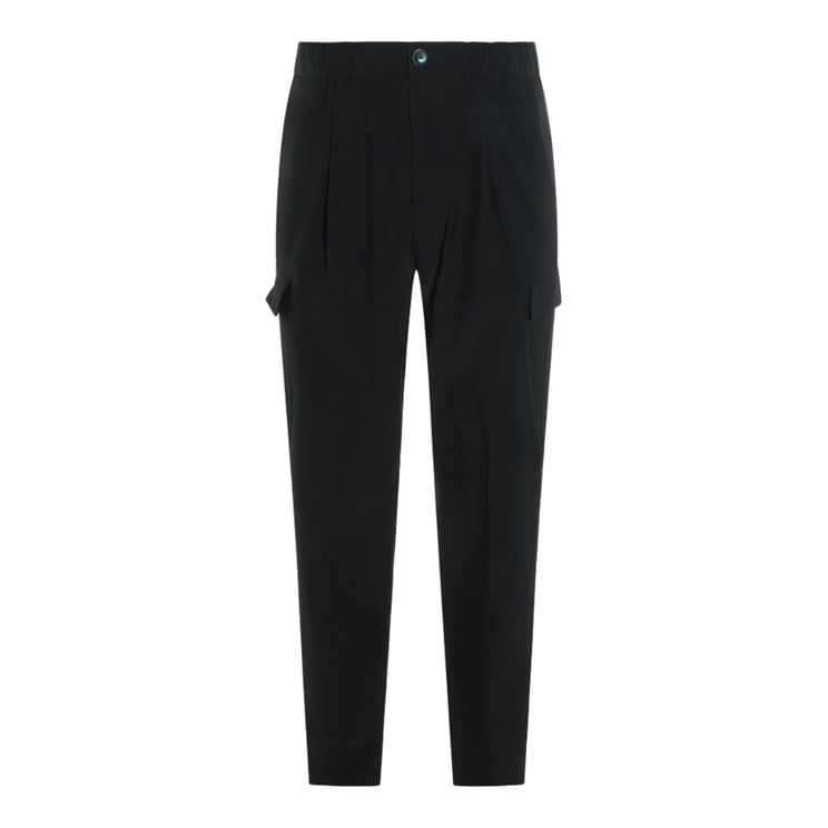 Herno Tapered Black Trousers With Elastic Waistband And Flap Pockets
