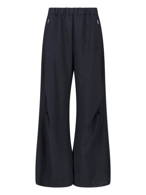 Herno Black Wide-Leg Wool Blend Laminar Trousers