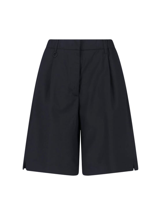 Herno Black Wool-Blend Elastic Waistband Shorts