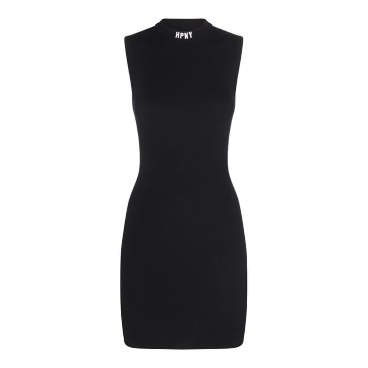 Heron Preston Sleeveless Black Mini Dress With High Neckline And Iconic Logo