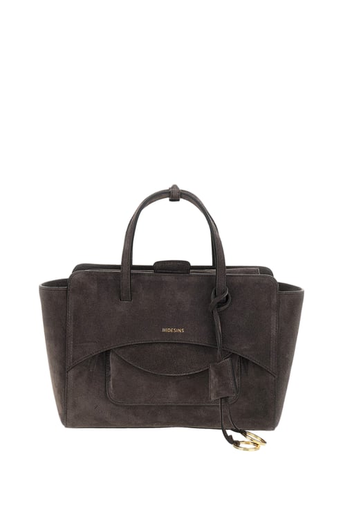 Hidesins Grey Flap M Suede Shoulder Bag