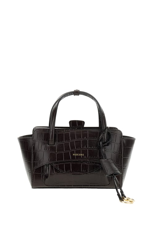 Hidesins Brown Croc-Effect Leather Crossbody Bag