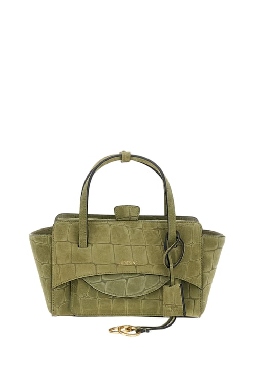 Hidesins Green Flap S Croc-Effect Leather Shoulder Bag