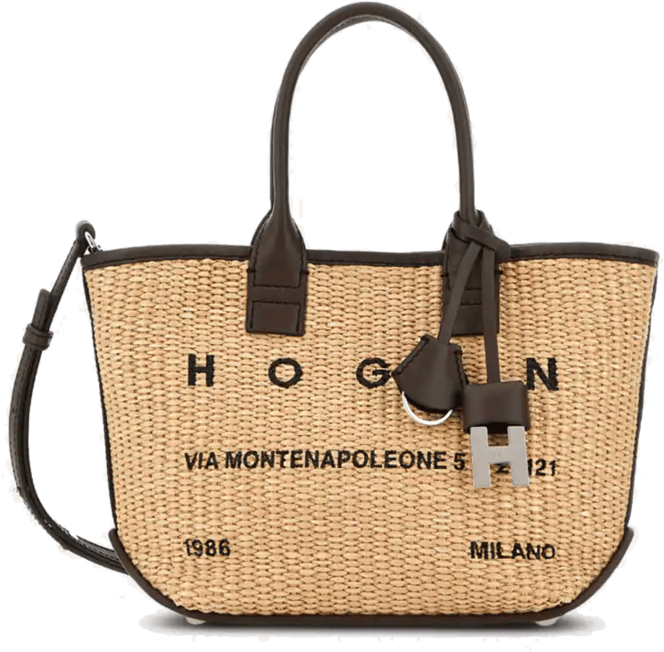 HOGAN Address Shopping Bag Medium Raffia