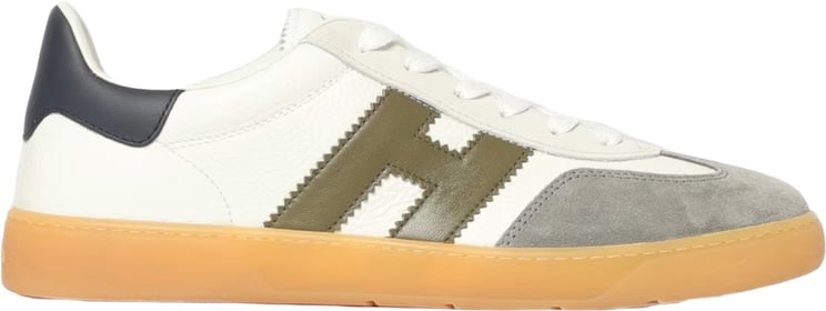HOGAN Low-Top White Leather Sneakers With Suede Overlays
