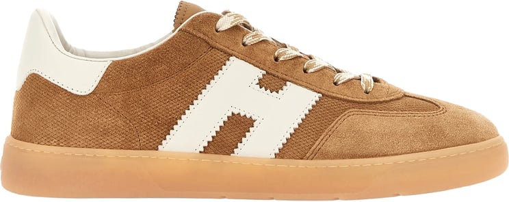 HOGAN Brown Low-Top Suede Leather Logo Sneakers