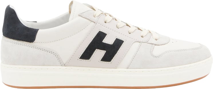 HOGAN Off-White Low-Top Suede Accent Sneakers