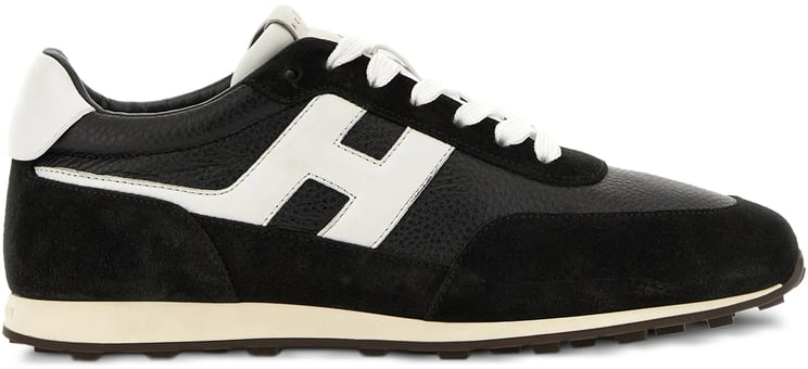 HOGAN Black Low-Top White Accent Logo Sneakers