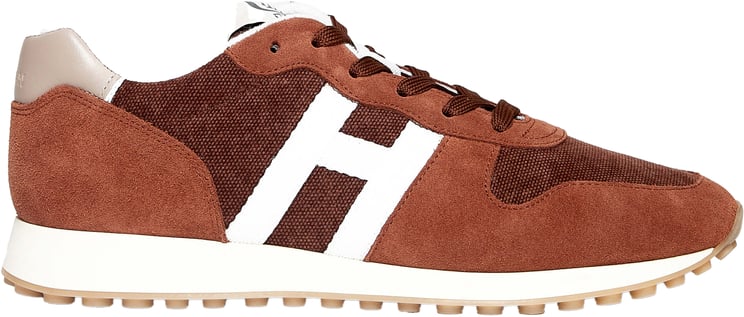 HOGAN Sneaker H429 in suede e tessuto mattone