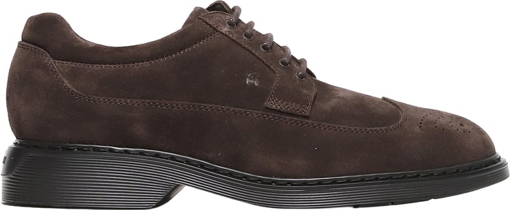 HOGAN Scarpa allacciata derby in suede ebano