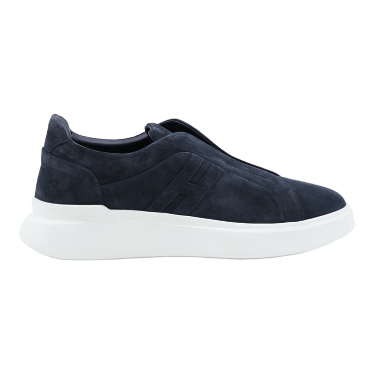 HOGAN Dark Navy Suede Slip-On Sneakers with Embossed Detailing