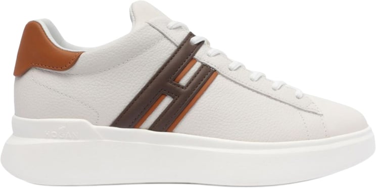 HOGAN White Textured Leather Low-Top Sneakers