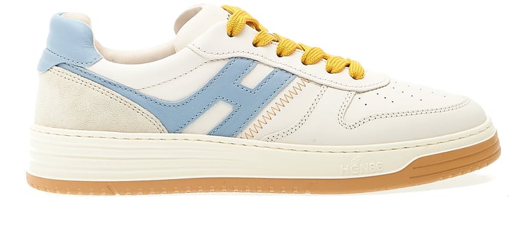 HOGAN Sneakers Basket Pelle Bianca Azzurro