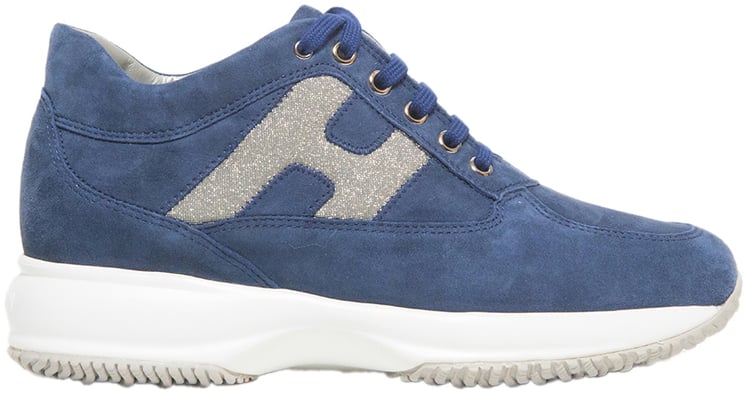 HOGAN Sneaker Hogan Interactive in suede blu e H laterale glitter