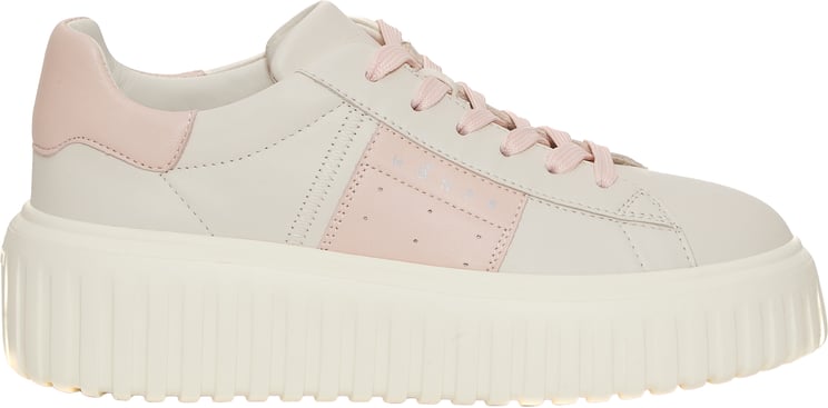 HOGAN H Stripes Pelle Bianco Banda Rosa