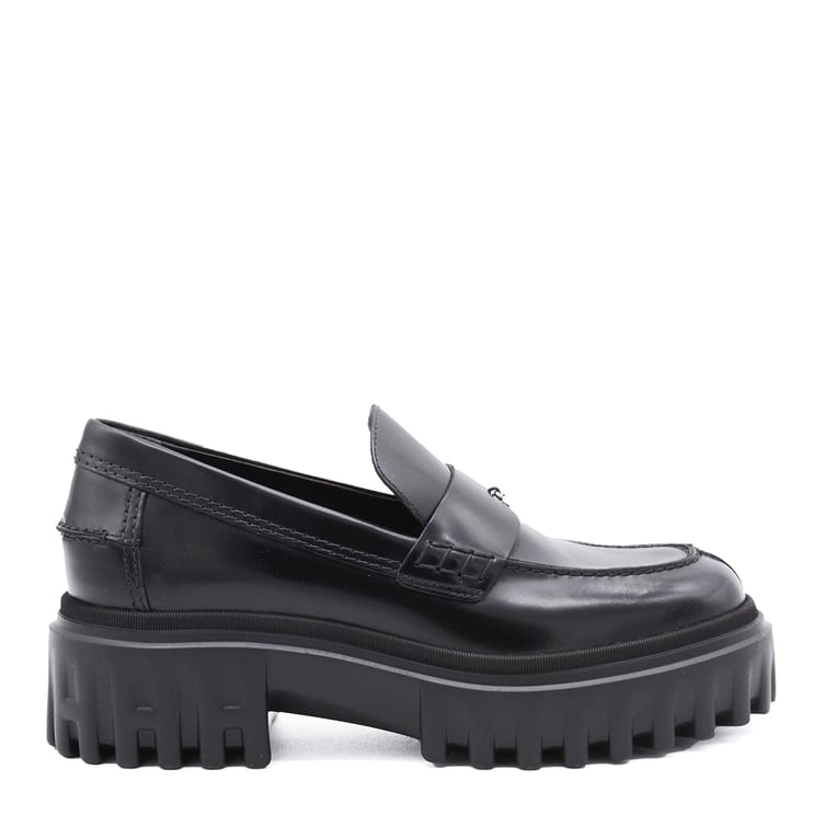 HOGAN Black Leather Loafers