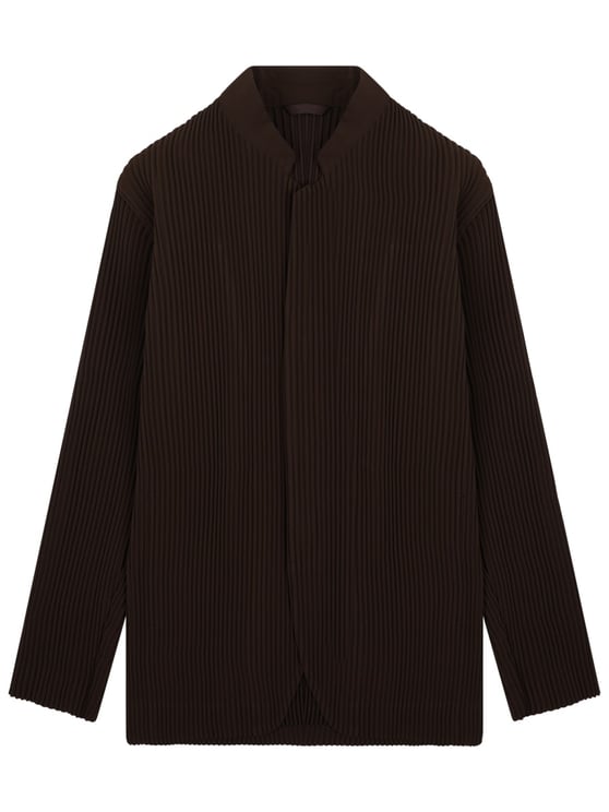 HOMME PLISSÉ ISSEY MIYAKE Neutrals Pleated Stand Collar Polyester Jacket