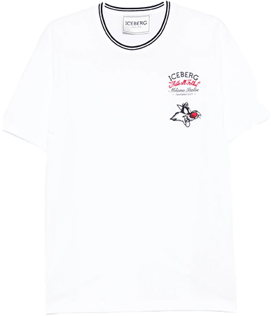 Iceberg Regular fit optic white cotton jersey T-shirt with Looney Tunes