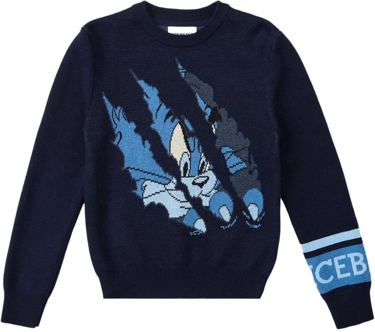 Iceberg KIDS - Blue crewneck sweater with Looney Tunes print