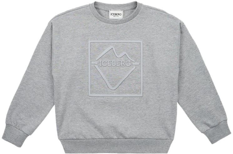 Iceberg KIDS - Heather gray crewneck sweatshirt with embossed Iceberg logo