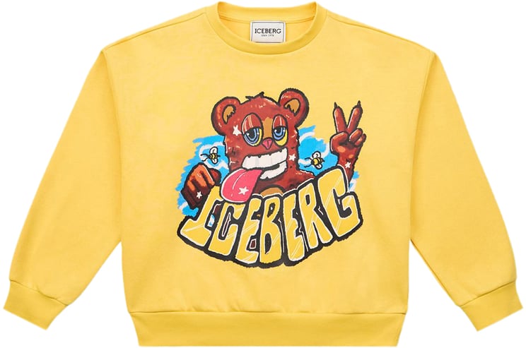 Iceberg KIDS - Yellow sweatshirt with logo and cartoon