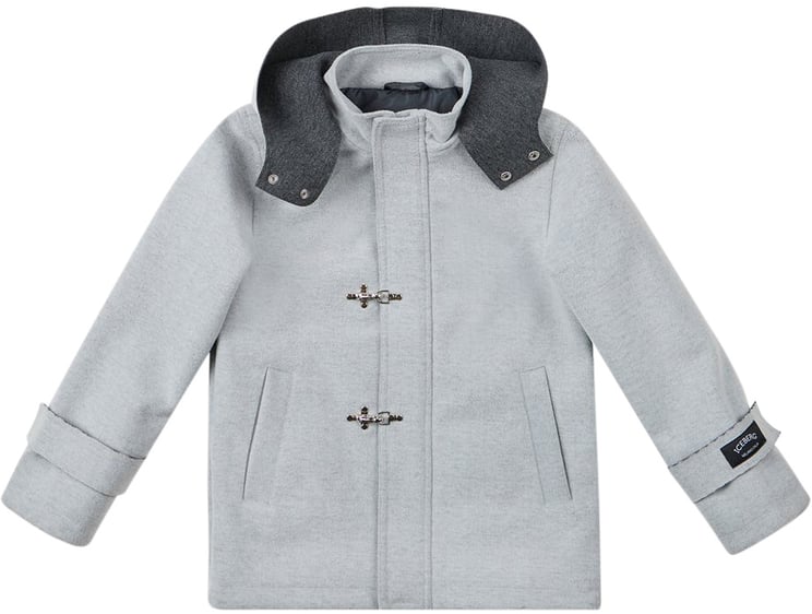 Iceberg KIDS - Light gray jacket with hood and metal hook fastening