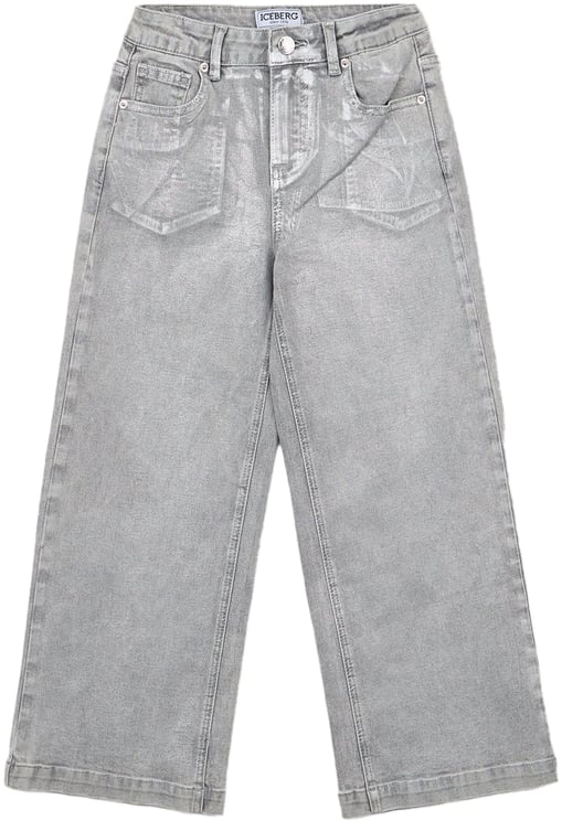 Iceberg KIDS - Light Gray Wide-Leg 5-Pocket Jeans