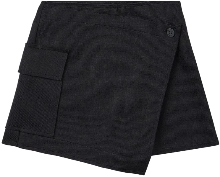 Iceberg KIDS - Black wrap-around miniskirt with cargo-style side pocket