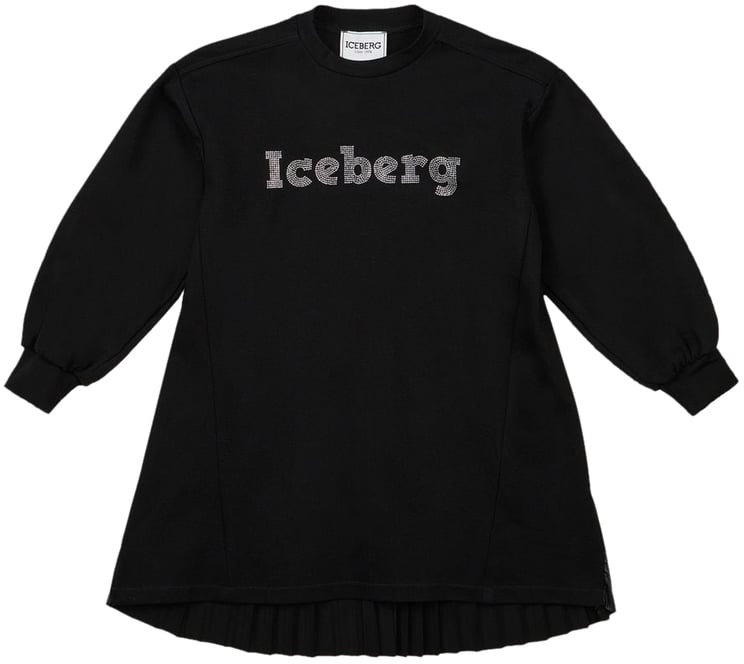 Iceberg KIDS - Black fleece dress with contrasting logo