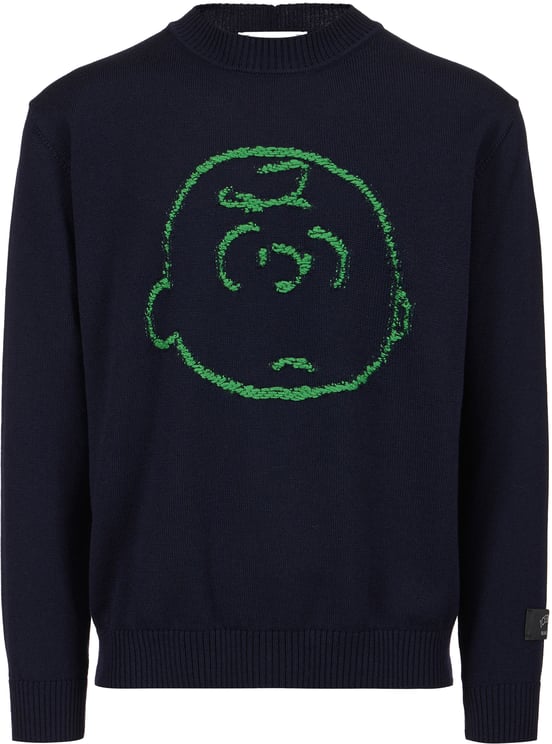 Iceberg New regular fit crew neck sweater in classic blue extra-fine merino wool