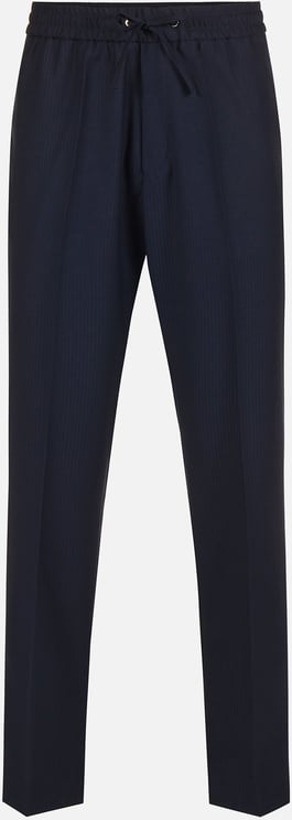 Iceberg Regular fit blue pinstriped viscose trousers with tailored details