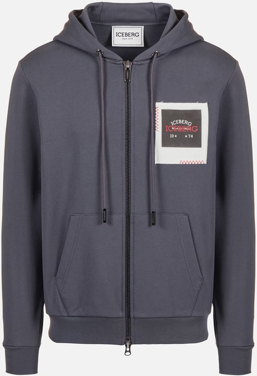 Iceberg Dark grey hoodie with Milano Polaroid print and logo embroidery