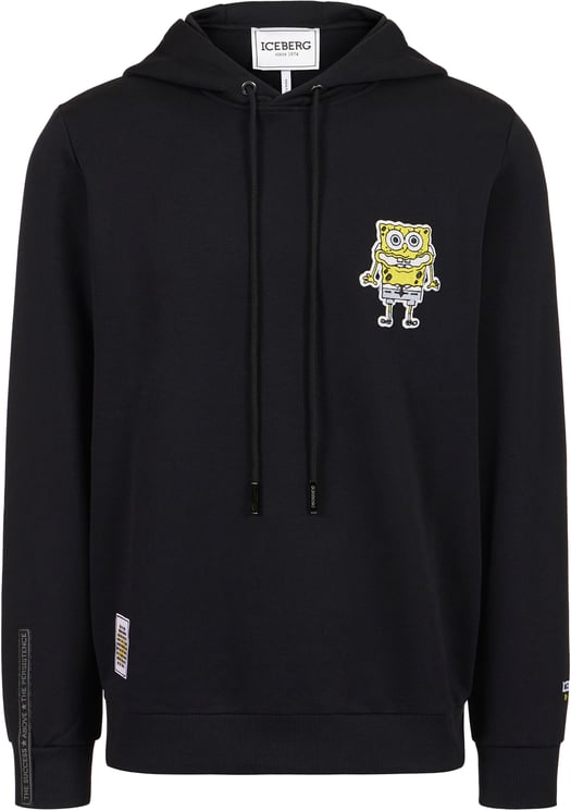 Iceberg Black hoodie with SpongeBob patch and embroidered Iceberg logo