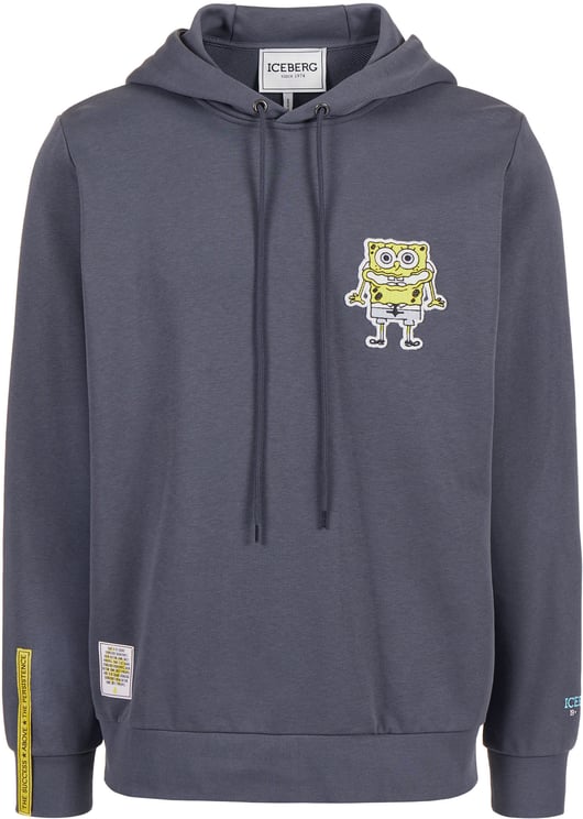 Iceberg Dark grey hoodie with SpongeBob patch and embroidered Iceberg logo