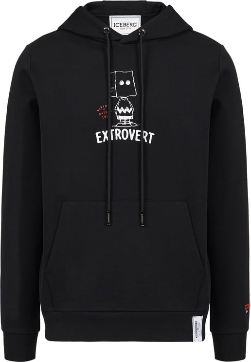 Iceberg Regular fit black hoodie with print and embroidery in collaboration with Peanuts