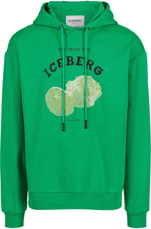 Iceberg Regular fit lettuce green hoodie with Iceberg Salad print