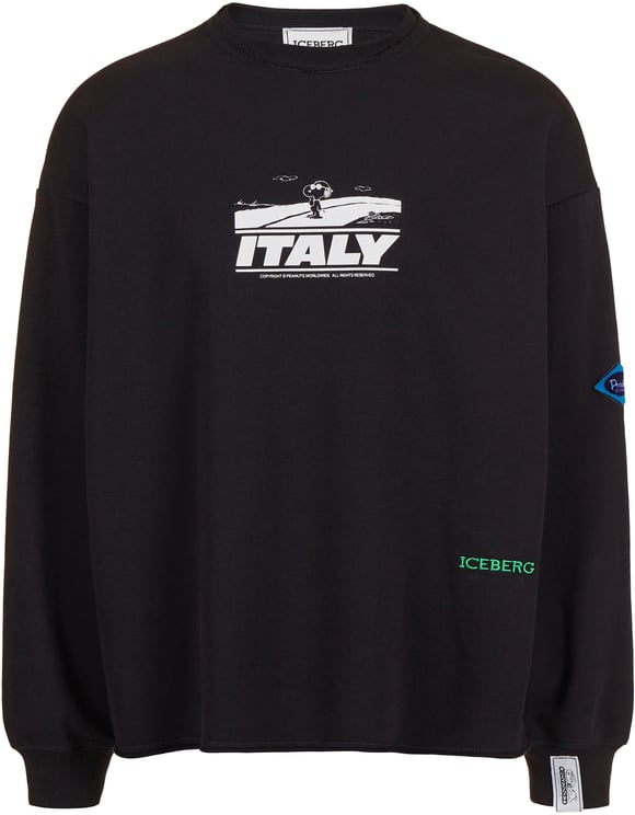 Iceberg Relaxed fit black crewneck sweatshirt with Peanuts print