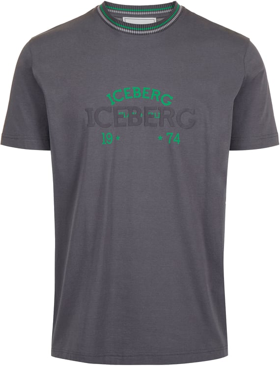 Iceberg Slim fit dark grey T-shirt with embroidered Iceberg logo and front print