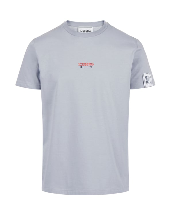 Iceberg Regular fit light grey T-shirt with embroidered Iceberg logo and Peanuts print on the back