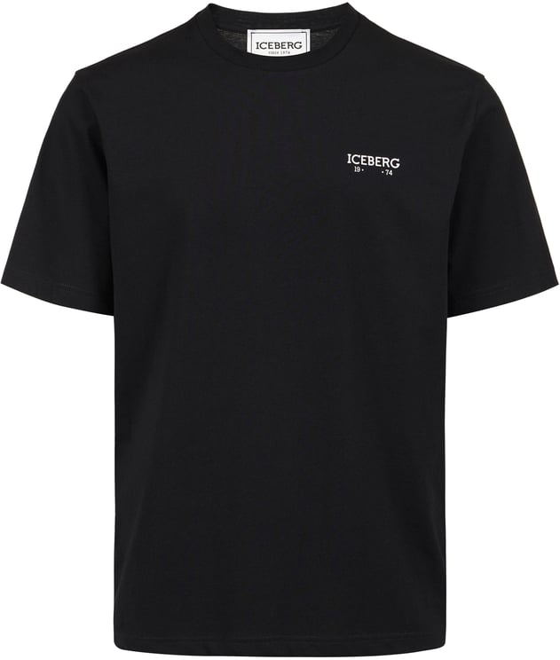 Iceberg Regular fit black white T-shirt with embossed Iceberg logo print